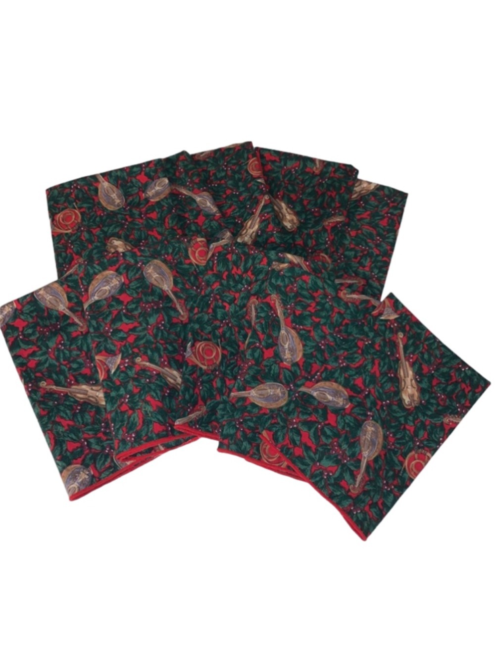 10 napkin SEW NEW DESIGNS LTD. Table Linens music Green Red Christmas Napkins
